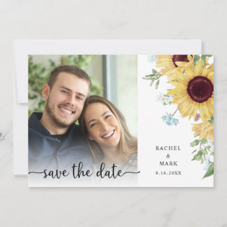Moderne Land-Sonnenblumen-Blumenhochzeit Save The Date