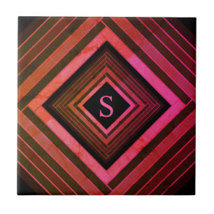 Moderne ländliche rosa geometrische Monogramme Fliese
