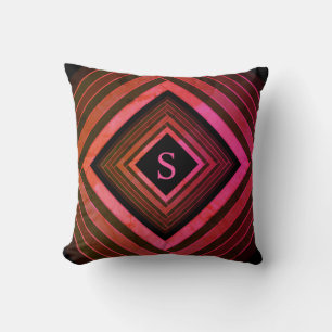 Moderne ländliche rosa geometrische Monogramme Kissen