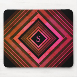 Moderne ländliche rosa geometrische Monogramme Mousepad