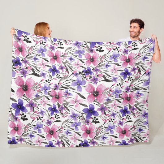 Moderne Landrosa Lila Blumenfarbe Fleecedecke (Beispiel)