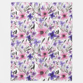 Moderne Landrosa Lila Blumenfarbe Fleecedecke (Vorderseite)