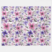 Moderne Landrosa Lila Blumenfarbe Fleecedecke (Vorderseite (Horizontal))