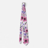 Moderne Landrosa Lila Blumenfarbe Krawatte (Rückseite)