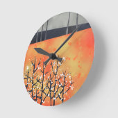 Moderne Landschaft Art Orange Runde Wanduhr (Winkel)