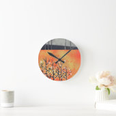 Moderne Landschaft Art Orange Runde Wanduhr (Zuhause)