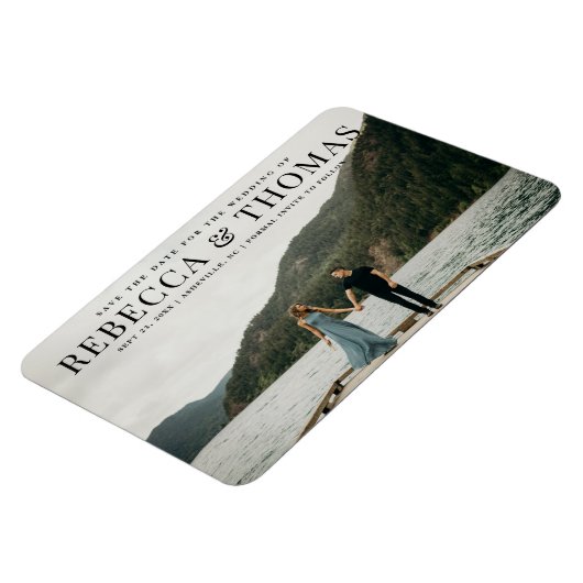 Moderne Landschaft Foto Hochzeit retten das Datum Magnet (Linke Seite)