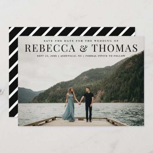 Moderne Landschaft Foto Hochzeit retten das Datum Save The Date (Vorne/Hinten)