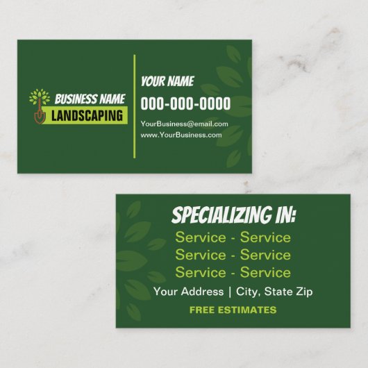 Moderne Landschaften, doppelseitig Visitenkarte (Vorne/Hinten)