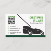 Moderne Landschaftsbau-Rasenmähen Weißer Grüner QR Visitenkarte (Vorderseite)