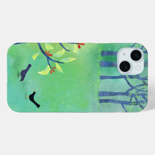 Moderne Landschaftsvögel und Bäume Case-Mate iPhone Hülle (Rückseite (Horizontal))