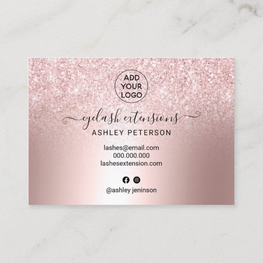 Moderne Laser Aftercare Rose Gold Glitzer metallis Visitenkarte (Rückseite)