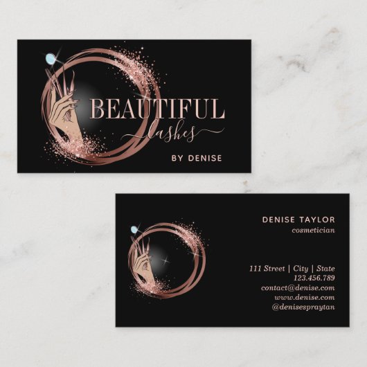 Moderne Lasertechnikerin Hand glitzernd Visitenkarte (Vorne/Hinten)