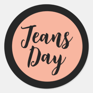 Moderne Lässig Denim Jeans Day Stickers Peach