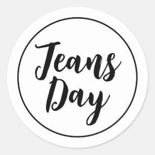 Moderne Lässig Denim Jeans Day Stickers White