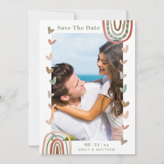 Moderne Lässige Boho Wedding Verlobt Save The Date (Vorderseite)