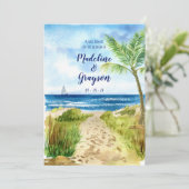 Moderne Lässige Hochzeit des QR-Codes für Wasserfa Einladung (Stehend Vorderseite)