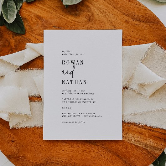 Moderne Lässige Hochzeit in Schwarz und Weiß Einladung