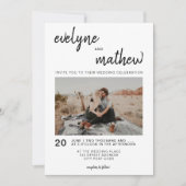 Moderne, lässige Hochzeit mit Schwarz-weißem Foto Einladung (Vorderseite)