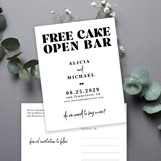 Moderne lässige Hochzeit rettet das Datum Ankündigungspostkarte