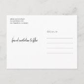 Moderne lässige Hochzeit rettet das Datum Ankündigungspostkarte (Rückseite)