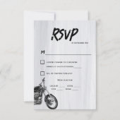 Moderne Lässige Motorradfahrer Hochzeit RSVP Karte (Vorderseite)