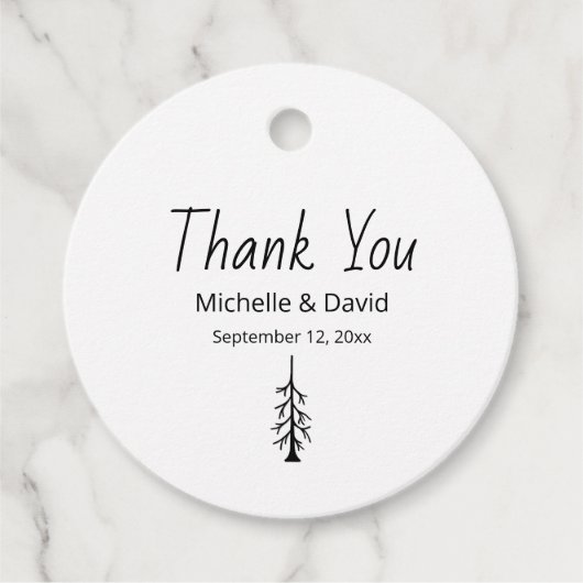 Moderne Lässige Pine Tree Hochzeit Vielen Dank Geschenkanhänger (Vorderseite)