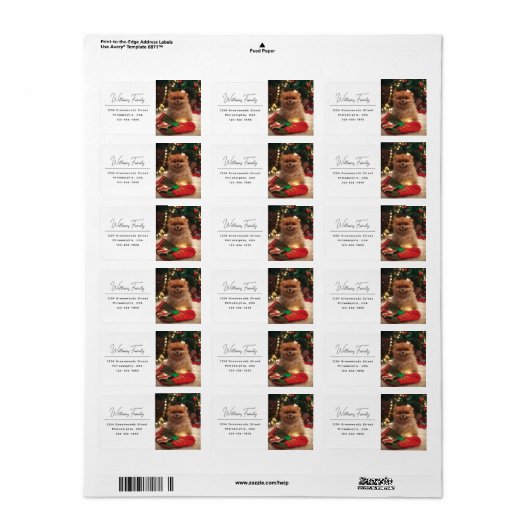 Moderne Lässige Script Dog Weihnachten Rücksendead Adressaufkleber (Vorne)