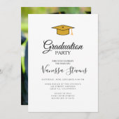 Moderne Lässige Script Foto Abschluss Einladung (Vorne/Hinten)