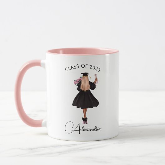 Moderne Lässige Script Graduate Class of 2023 Cust Tasse (Links)