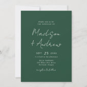 Moderne Lässige Script-Grüne Hochzeit Einladung (Vorderseite)