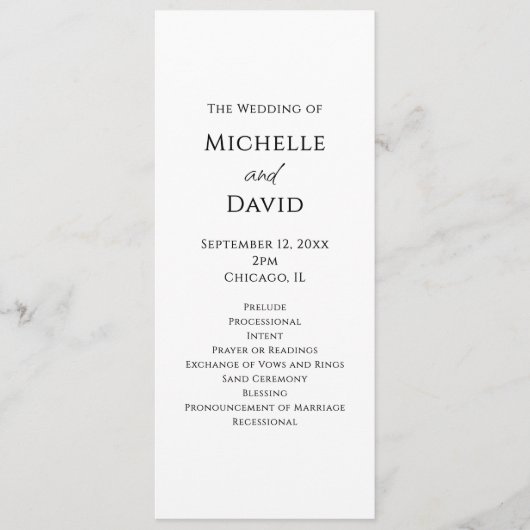 Moderne Lässige Typografie Einfache Hochzeitfeier Programm (Vorderseite)