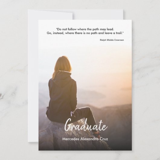 Moderne Lässige W/Foto & Quote Graduation Party Einladung (Vorderseite)