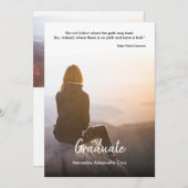 Moderne Lässige W/Foto & Quote Graduation Party Einladung (Vorne/Hinten)