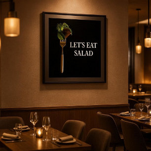 Moderne Lasst uns Salat essen Nahrung auf Gabel Sc Poster