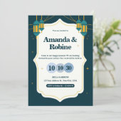 Moderne Laternenhochzeit Einladung (Stehend Vorderseite)