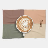 Moderne Latte Art Herz  Geschirrtuch (Horizontal)