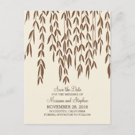 moderne Laubäume elegant Save the Date Ankündigungspostkarte
