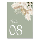 Moderne Laubgrüne Hochzeit Tischnummer (Vorderseite)