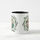 Moderne Laubkränze Friedensskript Foto Grün cof Tasse (Zentrum)