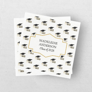 Moderne Launische Goldene Schwarze Abschlussmütze Serviette