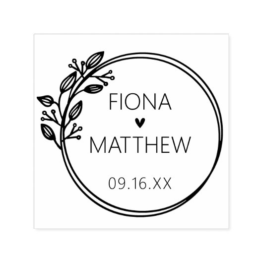 Moderne Laurel Circular Wedding Permastempel (Design)
