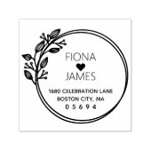 Moderne Laurel Circular Wedding Rücksendeadresse Permastempel (Design)