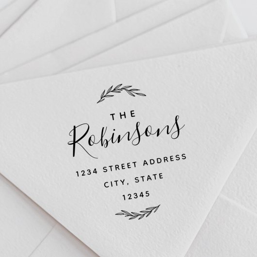 Moderne Laurel Familienname Rücksendeadresse Permastempel