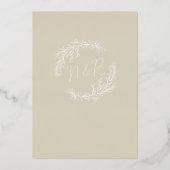 Moderne Laurel Leaf Archway Wedding retten das Dat Folieneinladung (Rückseite)
