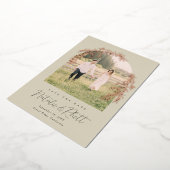 Moderne Laurel Leaf Archway Wedding retten das Dat Folieneinladung (Gedreht)