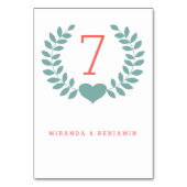 Moderne Laurel Wedding Tischnummer Card (Rückseite)