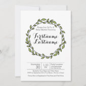 Moderne Laurel Wreath Pattern Baby Dusche Einladung (Vorderseite)