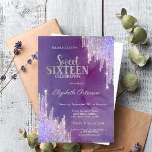 Moderne Lavander Glitzer Tropfen Violet Sweet 16 Einladung