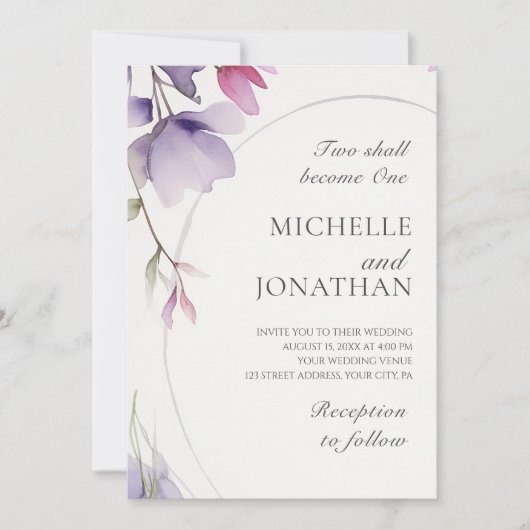 Moderne Lavendel Blumenbibel Christliche Hochzeit Einladung (Vorderseite)